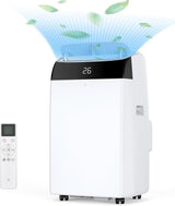 Climatiseur Mobile 12000 BTU 3-En-1 Refroidissement, Ventilateur & Déshumidificateur 45L/Jour, Silencieux