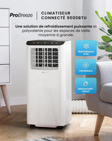 Pro Breeze Climatiseur Mobile 4 en 1, 9000 BTU, Clim Puissante Compatible WiFi Avec Application, Minuterie 24 heures, Telecommande et Kit Fenetre Inclus pour Chambre & Salon, 22m2, Classe Energetique A - image 2