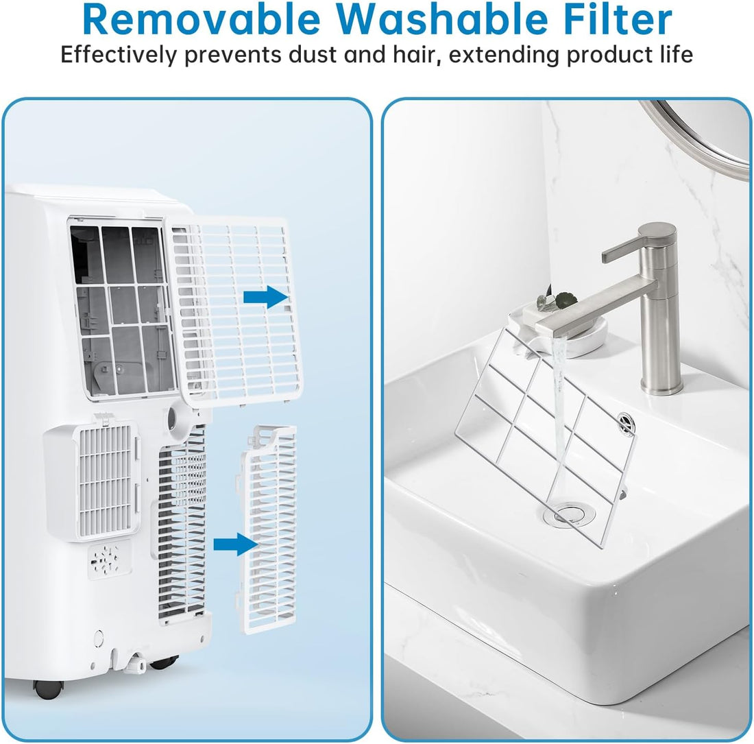 Climatiseur Mobile 12000 BTU 3-En-1 Refroidissement, Ventilateur & Déshumidificateur 45L/Jour, Silencieux