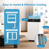 Climatiseur Mobile 12000 BTU 3-En-1 Refroidissement, Ventilateur & Déshumidificateur 45L/Jour, Silencieux