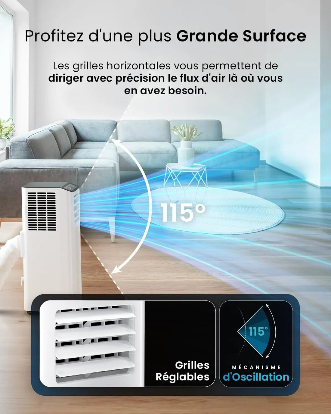 Pro Breeze Climatiseur Mobile 4 en 1, 9000 BTU, Clim Puissante Compatible WiFi Avec Application, Minuterie 24 heures, Telecommande et Kit Fenetre Inclus pour Chambre & Salon, 22m2, Classe Energetique A - image 4