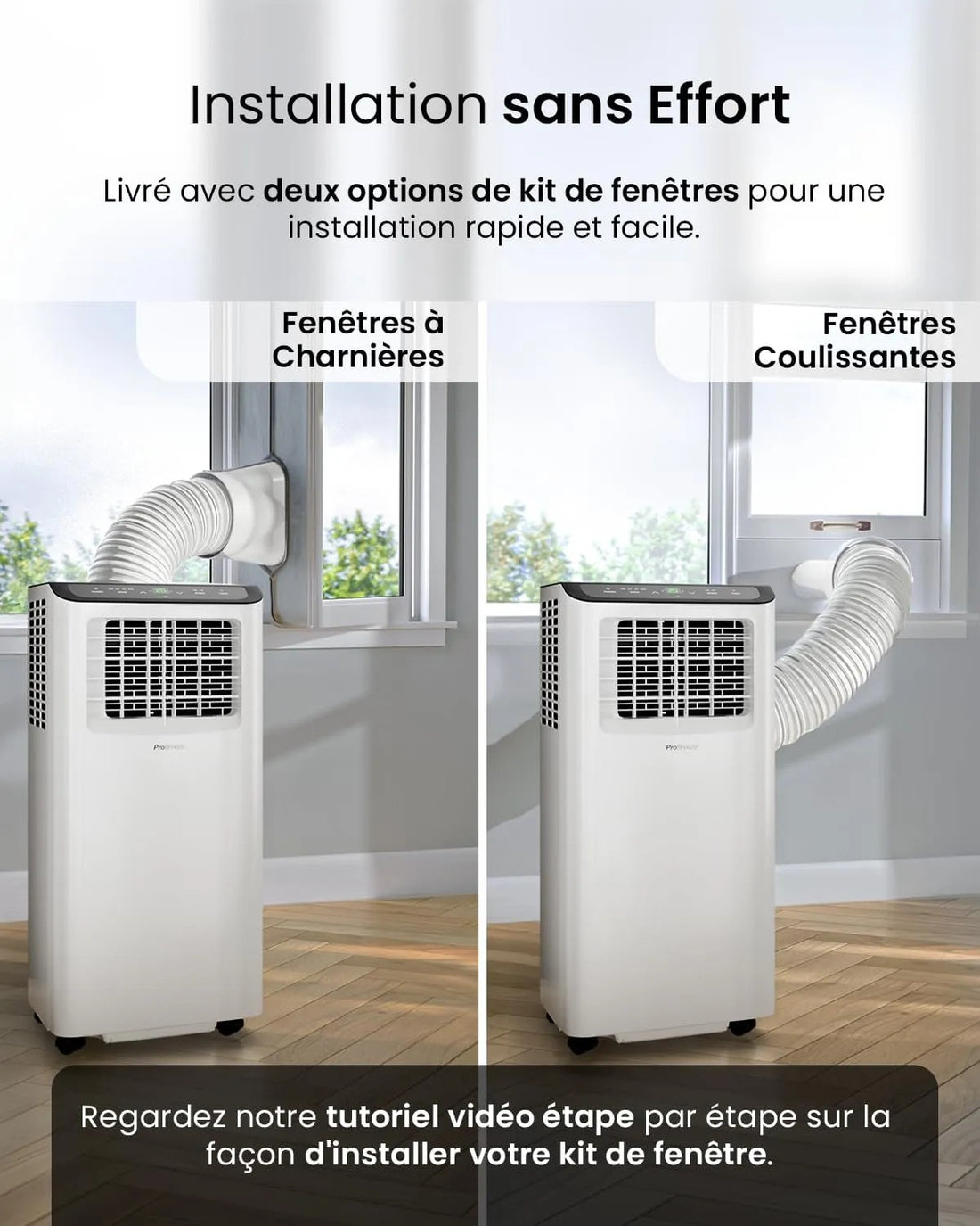 Pro Breeze Climatiseur Mobile 4 en 1, 9000 BTU, Clim Puissante Compatible WiFi Avec Application, Minuterie 24 heures, Telecommande et Kit Fenetre Inclus pour Chambre & Salon, 22m2, Classe Energetique A - image 8