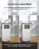 Pro Breeze Climatiseur Mobile 4 en 1, 9000 BTU, Clim Puissante Compatible WiFi Avec Application, Minuterie 24 heures, Telecommande et Kit Fenetre Inclus pour Chambre & Salon, 22m2, Classe Energetique A - image 8